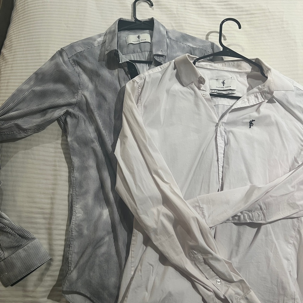 Father Sons: Dress Shirt Set - Gray and White